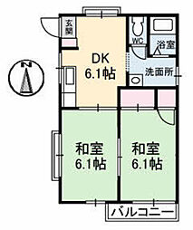 メゾン海老園C 2DKの間取図画像