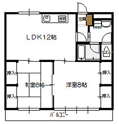 ビュウハイツ寺本 2LDKの間取図画像