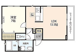 シャングリラ緑井 1LDKの間取図画像