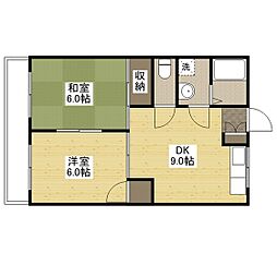 迫本マンション 2LDKの間取図画像