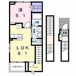 シャンス トロワ 1LDKの間取図画像