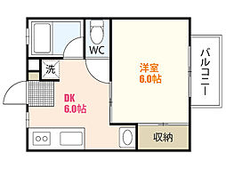 フローレンス二番館 1Kの間取図画像