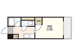 グリンハウス三篠 1Kの間取図画像
