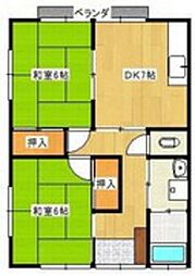 むつみ荘 2DKの間取図画像