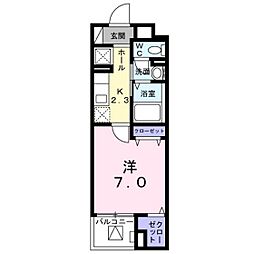 ゆずりは 1Kの間取図画像