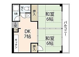 ラヴェール西川口 2DKの間取図画像