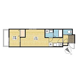月光五日市壱番館 1LDKの間取図画像