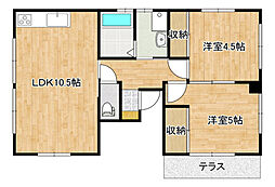 木原ビル 2LDKの間取図画像