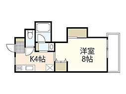 ウエストシャトー 1Kの間取図画像
