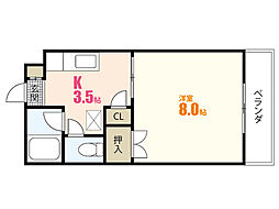 ブランシェ山田 1Kの間取図画像