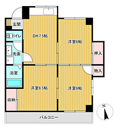 根石ビル 3DKの間取図画像