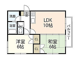 フィレンツェ原B 2LDKの間取図画像