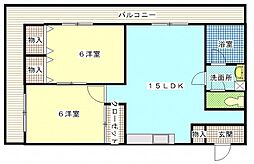 公園通り大須賀 2LDKの間取図画像