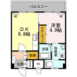ベルハウス 1DKの間取図画像