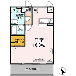ヴェルテュー・デュ・シャトーA館 ワンルームの間取図画像