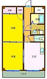 蓮池マンション2 2DKの間取図画像