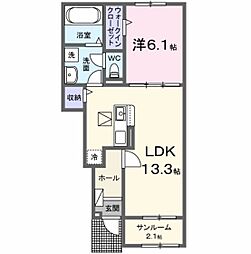 西条町寺家アパート A 1LDKの間取図画像