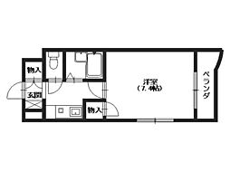 ソレーユ西山 1Kの間取図画像