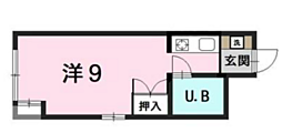 出汐Uビル ワンルームの間取図画像