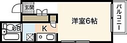 楠木サンバレー ワンルームの間取図画像