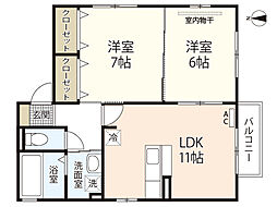 フォンテーヌ 2LDKの間取図画像