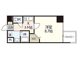グラビスコート広島駅前通り 1Kの間取図画像