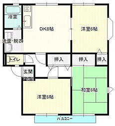 サンビレッジほんどうA 3DKの間取図画像