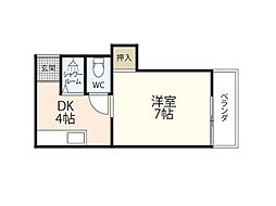 エステート坪井 1DKの間取図画像