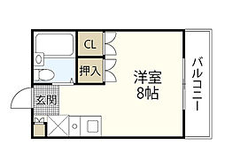 エミュー3 ワンルームの間取図画像