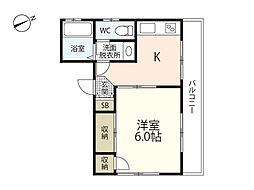 ケーワイコーポ 1DKの間取図画像