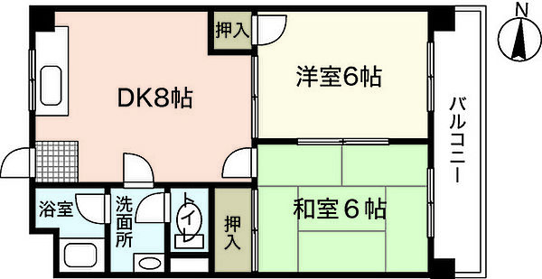 古本マンション ｜広島県広島市中区羽衣町(賃貸マンション2LDK・3階・43.00㎡)の写真 その2