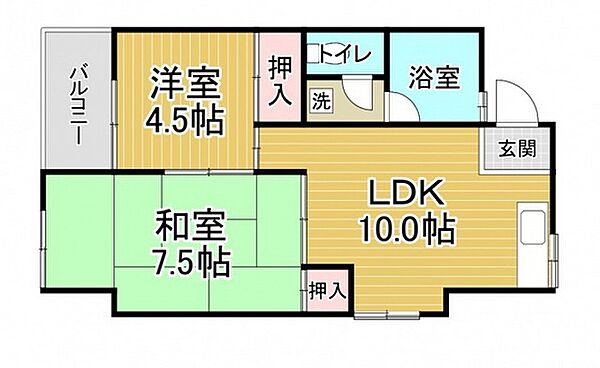 第1吉岡ビル ｜広島県広島市東区光町1丁目(賃貸マンション2LDK・3階・46.00㎡)の写真 その2