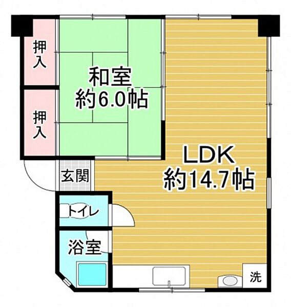 広島県広島市東区光町1丁目(賃貸マンション1LDK・5階・42.65㎡)の写真 その2