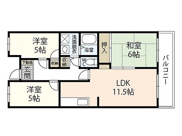 広島県広島市西区南観音2丁目(賃貸マンション3LDK・3階・65.02㎡)の写真 その2