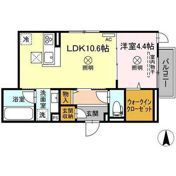 広島県広島市東区上大須賀町(賃貸アパート1LDK・1階・41.07㎡)の写真 その2