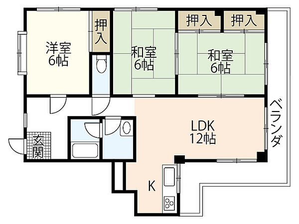 広島県広島市西区古江東町(賃貸マンション3LDK・3階・64.09㎡)の写真 その2