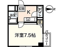 Ｅａｓｔ　Ｐａｌａｃｅ 4階1Kの間取り