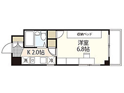 クルーズマンション 2階1Kの間取り
