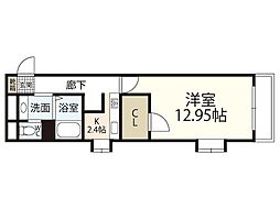 ロアール松川町 5階1Kの間取り