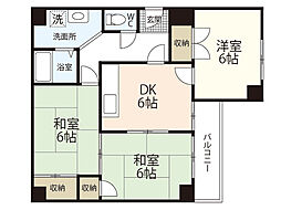 パレ舟入 4階3DKの間取り