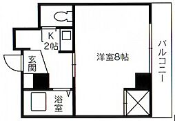 ハーモニー光町 4階1Kの間取り
