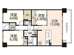 サーパスシティ草津新町 11階3LDKの間取り