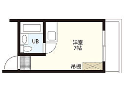 パークサイド中村 ワンルームの間取図画像