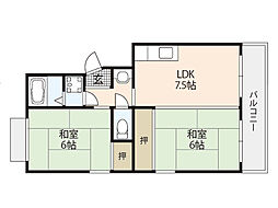 しづマンション 2DKの間取図画像