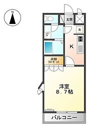 ジュネス祇園 1Kの間取図画像