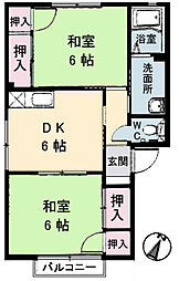 リバーサイドコーポA 1LDKの間取図画像