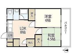 沓水ビル 2DKの間取図画像
