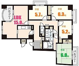 ヒルズアーバン1番館 4LDKの間取図画像