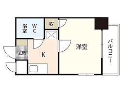 ダイアパレス比治山パークサイド 1Kの間取図画像