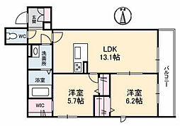 ヴァンルース 2LDKの間取図画像